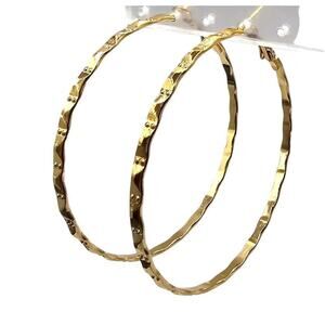 Stylish Gold Tone Textured Hoop Pierced Earrings Large Statement Boho Chic Style